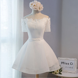 晚礼服2016新款白色小礼服短款蓬蓬裙伴娘服韩版姐妹裙主持人礼服