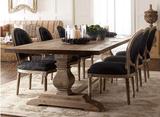 美式乡村复古做旧橡木实木餐桌餐椅组合实木雕花餐桌餐椅会议餐桌