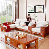 全实木沙发组合贵妃现代中式客厅实木家具水曲柳转角布艺木沙发