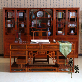 全实木中式书桌书柜组合仿古1.8米办公桌榆木写字台电脑桌书法桌