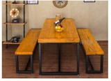 美式loft实木铁艺咖啡桌茶几长桌办公桌会议桌简约户外餐桌椅组合