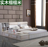 实木床白色1.8米 日式榻榻米床现代简约韩式矮床多功能储物床包邮