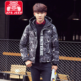 AFS JEEP战地吉普2016韩版迷彩羽绒服男短款修身青年加厚外套男潮