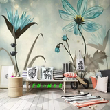 大型3d手绘欧式简约植物花卉电视背景墙壁纸客厅卧室墙纸无缝壁画