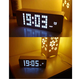 升级版简约现代LED木质钟表时间日期温度星期闹钟创意客厅钟座钟