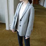 韩国代购东大门进口2016秋冬新款气质时尚高端双面羊绒大衣小西服