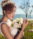 新款韩式新娘手捧 田园风格影楼婚纱主题拍照道具白色欧式手捧花