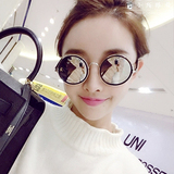 韩版 欧美复古太阳镜女 2016新款明星款太阳眼镜 潮金属圆框墨镜