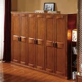 实木现代中式二三四五六门组合大衣柜质平开门卧室家具加顶衣橱柜