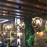 loft美式复古工业个性圆球麻绳吊灯网咖创意怀旧咖啡厅餐厅吧台灯