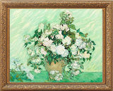 【梵高】白玫瑰 抽象画客厅装饰画现代油画壁画帆布画卧室餐厅包