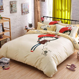 远梦家纺个性韩式卡通纯棉4四件套全棉床品床单被套床上用品