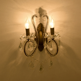 美式复古客厅背景墙led灯具地中海铁艺欧式卧室床头奢华水晶壁灯