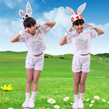 六一新款幼儿小白兔服装小兔子演出服我不上你的当舞蹈儿童表演服