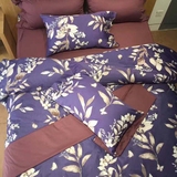 外贸欧式纯棉60支长绒棉贡缎清新素雅紫色床单纯棉四件套