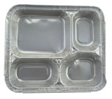 包邮一次性铝箔餐盒 锡纸盒 4格锡纸盒 便当盒 外卖配送盒 100个
