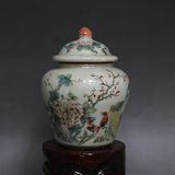 清 同治年粉彩花鸟盖罐 茶叶罐 古董收藏古玩旧货 仿古瓷做旧瓷器