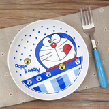 哆啦a梦圆形陶瓷盘子西餐盘创意家用菜盘日式餐具套装微波炉可用