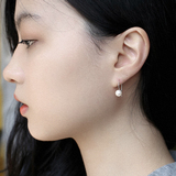 S925纯银韩国简约创意百搭气质天然淡水珍珠手工银线耳钩耳环耳饰