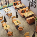 热卖咖啡厅西餐厅沙发餐桌椅靠墙卡座 奶茶店甜品店沙发桌椅组合