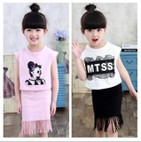 女童装2016夏季新款韩版潮儿童春夏装时尚女大童夏款裙子两件套装
