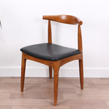 北欧创意实木现代简约餐椅牛角椅 宜家休闲咖啡椅靠背椅子组合