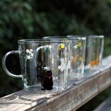小花果山 和风樱花动物-猫/兔/鹿 创意玻璃水杯子茶杯