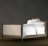 法式乡村复古家具卧室双人床 美式亚麻实木雕花床 外贸原单