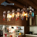北欧复古创意铁艺工业吊灯咖啡厅西餐厅玻璃酒瓶艺术吊灯个性酒吧