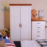 全实木儿童衣柜白色两门三门 白蜡木地中海韩式田园欧式 成人衣柜