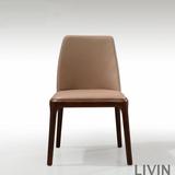 北欧餐椅 美式皮艺实木椅 咖啡椅 设计师椅子 休闲实木椅水曲柳
