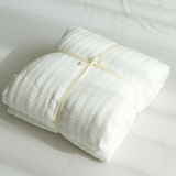 日式全棉泡泡纱高端素色四件套 白色无印简约纯棉全棉水洗棉床品