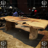 美式复古创意实木简约不规则大型长条会议桌个性书桌办公桌家具