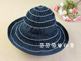 范范原单印象 外贸出口黑色织带女士帽子/遮阳帽/沙滩帽