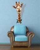 佩格 3D立体墙贴 3D壁画 客厅电视3D画 儿童卧室墙贴 长颈鹿