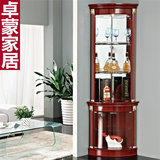 卓蒙家具 欧式角柜 红橡亮光白可选酒柜 玻璃装饰柜 现代墙角柜
