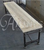 美式法式乡村LOFT风格全实木铁艺大长餐桌长凳铁艺做旧桌椅宜家桌