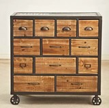 美式乡村工业复古做旧实木家具储物柜收纳柜创意带轮柜子LOFT风格