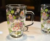 韩国原装大容量独创造型玻璃杯 印花凉水杯 耐热茶杯厚底杯 500ml