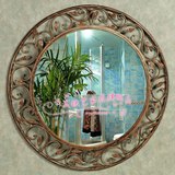 欧式卫浴仿古镜子厕所美式浴室镜装饰壁挂镜壁镜洗漱创意无框简约