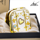 JF864金斯顿高档化妆镜时尚少女便携折叠双面公主带钻礼品盒包装