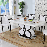 餐桌 现代简约韩式大理石田园方形餐桌白色饭桌子靠背餐椅包邮