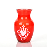 复古玻璃花瓶 家居插花瓶花器 台面装饰欧式田园大口花瓶红色特价