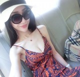 正品代购韩国夏季女装波西米亚性感V领沙滩度假长裙吊带连衣裙