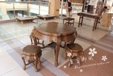 鸡翅木餐桌圆桌仿古实木古典特色圆餐桌中式红木休闲茶桌棋牌桌