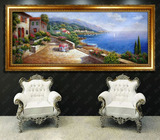纯手绘欧式油画地中海装饰画田园风景风格客厅餐厅壁画有框画挂画