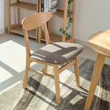 水曲柳实木餐椅休闲椅子 田园风格咖啡椅 现代时尚布艺餐椅书椅