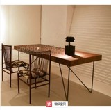 美式乡村经典做旧工作台 高档loft实木复古会议桌 简约实用餐桌