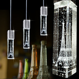 现代简约巴黎铁塔汽泡水晶柱3头吊灯LED餐厅灯具 吧台饭厅餐吊灯