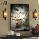 现代简约装饰画 客厅沙发背景墙画 玄关壁画 欧式有框油画挂画鹿
